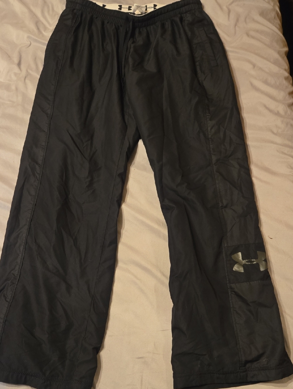 Under Armour Men’s Black Tearaway Track Pants with Logo